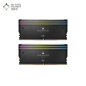 نمای اصلی رم دسکتاپ ddr5 دو کاناله 7200 مگاهرتز cl34 کورسیر مدل dominator titanium rgb ظرفیت 32 گیگابایت