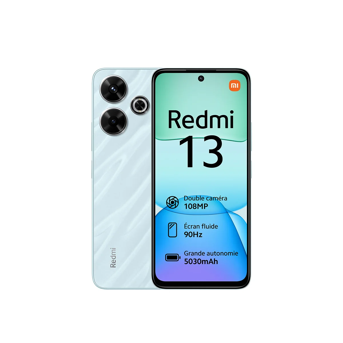 نمای کلی رنگ آبی روشن گوشی موبایل شیائومی مدل Redmi 13 دو سیم کارت ظرفیت 256GB رم 8GB - گلوبال پلازا دیجیتال