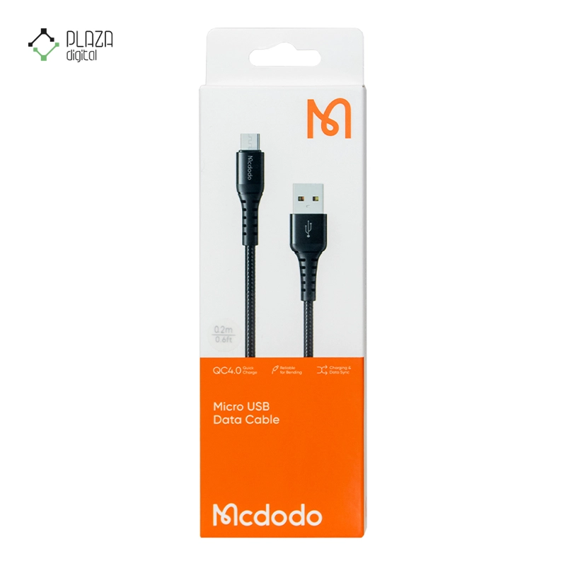 کابل تبدیل USB به microUSB مک دودو مدل CA-2280 طول 0.2 متر مشکی پلازا دیجیتال