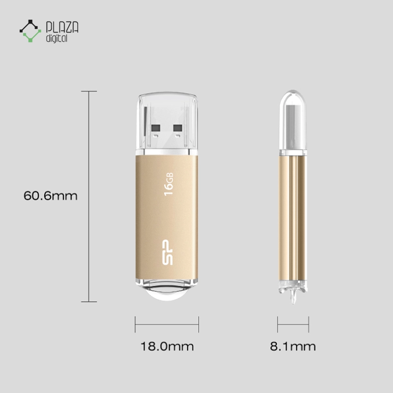 ابعاد فلش مموری سیلیکون پاور مدل Ultima II I-Series ظرفیت 32 گیگابایت پلازا دیجیتال